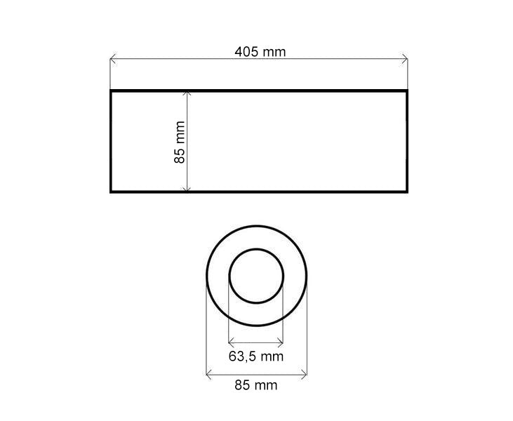 Mittelschalldämpfer 63,5mm TurboWorks RS 304SS 405mm