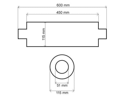 Mittelschalldämpfer 51mm TurboWorks RS 409SS 450mm