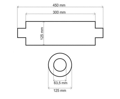 Mittelschalldämpfer 63,5mm TurboWorks RS 409SS 300mm