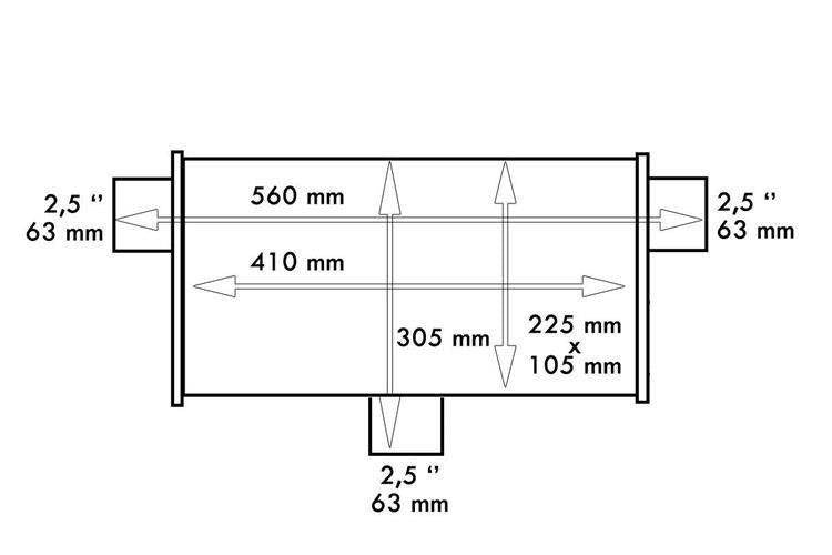 Mittlerer Endschalldämpfer hinten 63,5mm TurboWorks LT 304SS 355mm