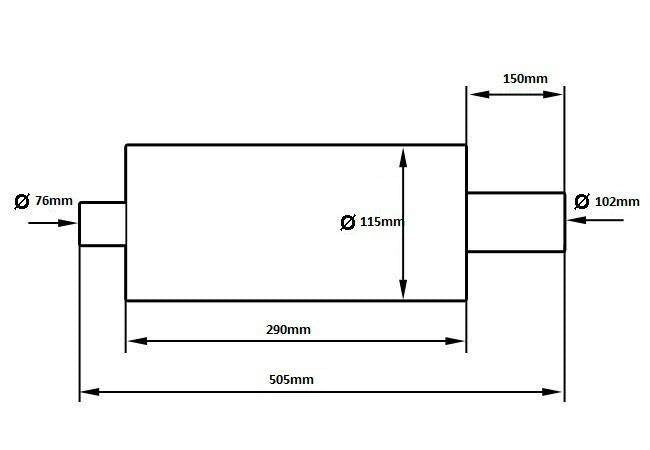 Endschalldämpfer TurboWorks 100 mm Eingang 76 mm