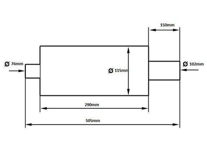 Endschalldämpfer TurboWorks 100 mm Eingang 76 mm
