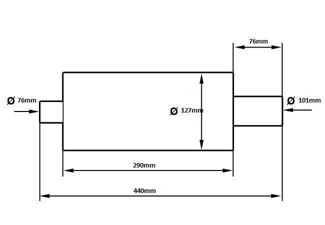 Endschalldämpfer TurboWorks 100 mm Eingang 76 mm