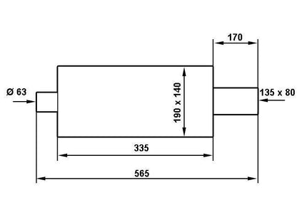 Endschalldämpfer TurboWorks 80x135mm, Eingang 63,5mm