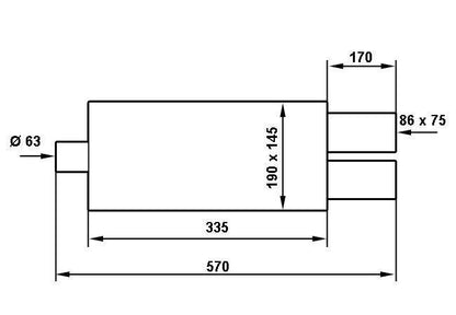 Rear Muffler TurboWorks 2x75x86mm inlet 63,5mm