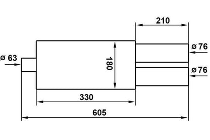 Endschalldämpfer TurboWorks 2x76mm, Eingang 63,5mm