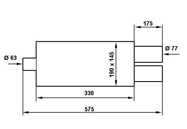 Endschalldämpfer TurboWorks 2x77mm, Eingang 63,5mm