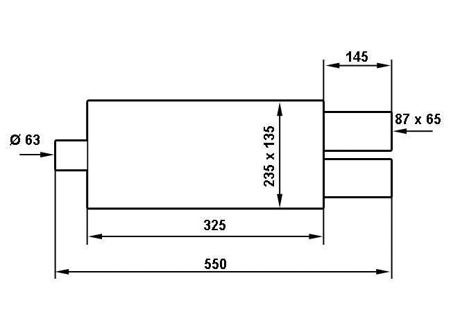 Endschalldämpfer TurboWorks 2x65x86mm, Eingang 63,5mm
