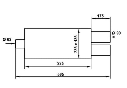 Rear Muffler TurboWorks 2x90mm inlet 63,5mm