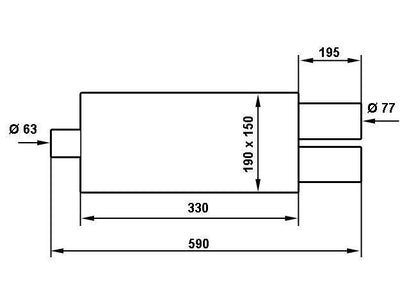 Endschalldämpfer TurboWorks 2x76mm, Eingang 63,5mm