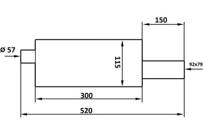Endschalldämpfer TurboWorks 80x92mm, Eingang 57mm