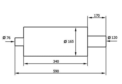 Endschalldämpfer TurboWorks 120 mm Eingang 76 mm
