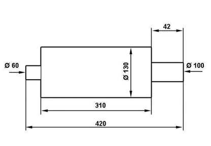 Endschalldämpfer TurboWorks 100 mm Eingang 60 mm