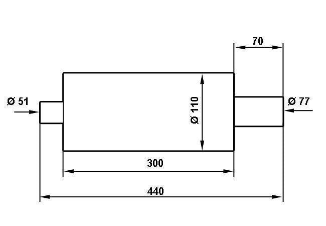 Endschalldämpfer TurboWorks 77 mm Eingang 50 mm