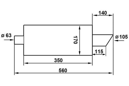 Rear Muffler TurboWorks 105mm inlet 63,5mm