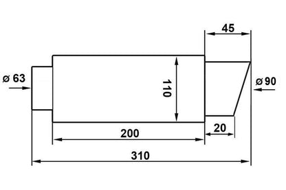 Rear Muffler TurboWorks 90mm inlet 63,5mm