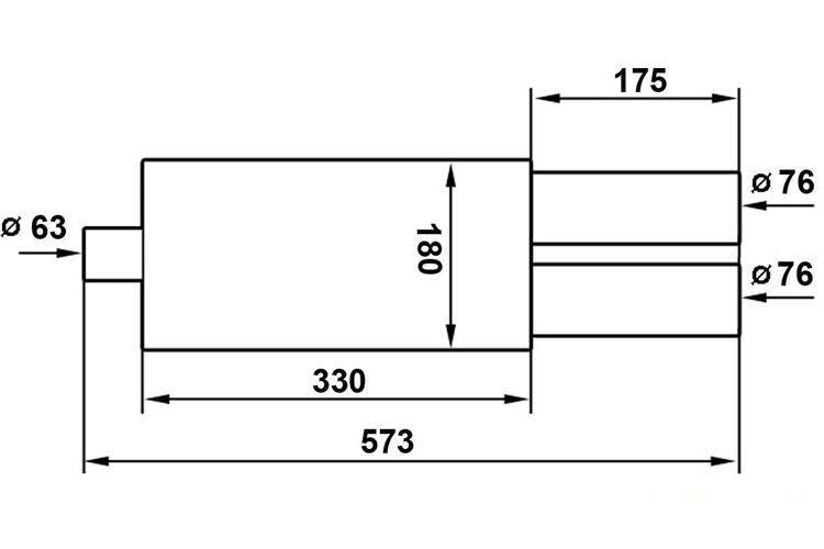 Endschalldämpfer TurboWorks 2x76mm, Eingang 63,5mm