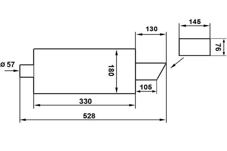 Endschalldämpfer TurboWorks 76x148mm, Eingang 57mm