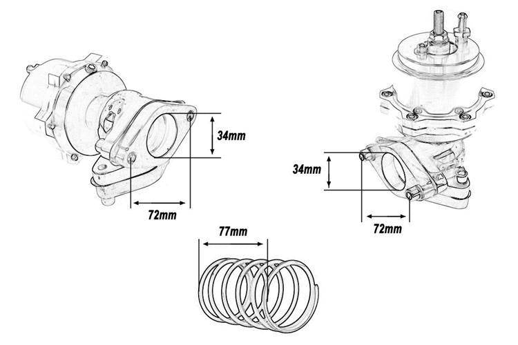 TurboWorks External WasteGate 34mm 0.5 Bar Silver