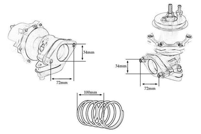 TurboWorks Externes WasteGate 34mm 0,5 Bar Blau