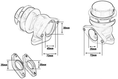 TurboWorks External WasteGate 38mm 0.5 Bar Blue