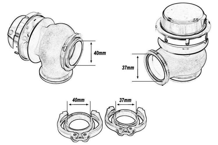TurboWorks External WasteGate 40mm 0.5 Bar V-Band Blue