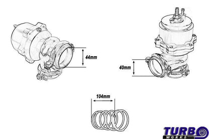 TurboWorks Externes WasteGate 44mm 1,0 Bar V-Band Schwarz