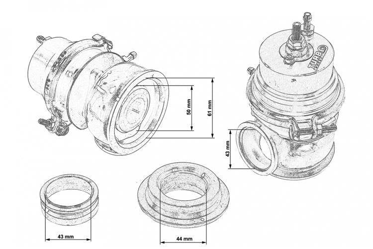 TurboWorks External WasteGate 50mm 1.6 Bar V-Band Purple