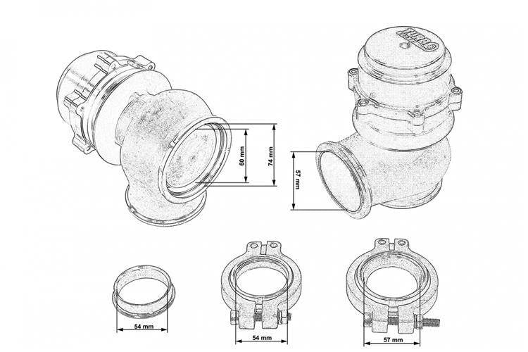 TurboWorks External WasteGate 60mm 2.2 Bar V-Band Purple