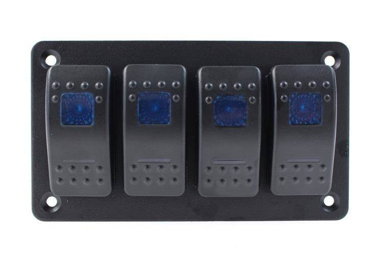 Alu panel switch, ON/OFFx4 Blue
