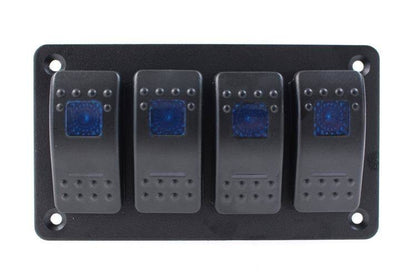 Alu panel switch, ON/OFFx4 Blue