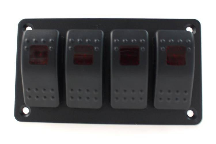Alu panel switch, ON/OFFx4 Red