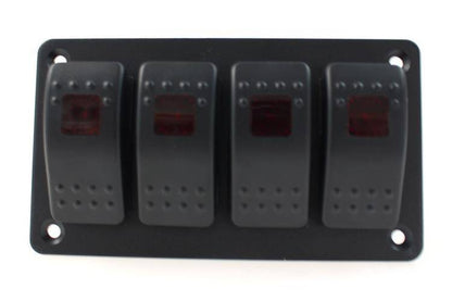 Alu panel switch, ON/OFFx4 Red